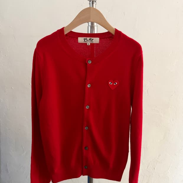 COMMEdesGARCONS 꼼데가르송 레드와펜 레드컬러 울 유넥 가디건