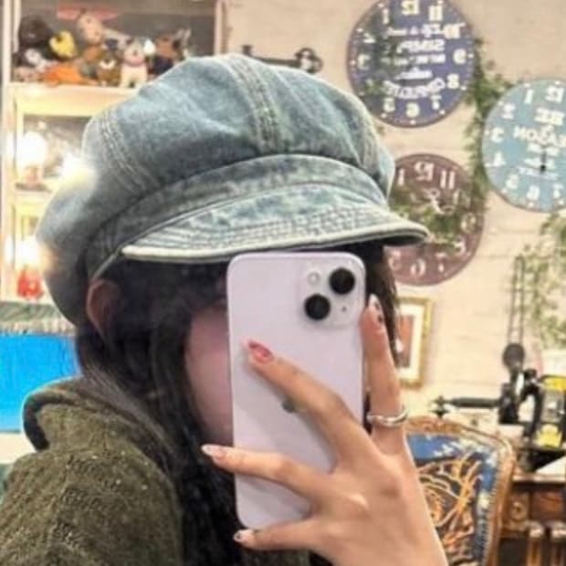 빈티지 모리걸 데님 뉴스보이캡