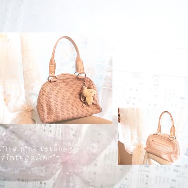 𝄞 음표키링 갸루 베이비핑크 트위드 토트백