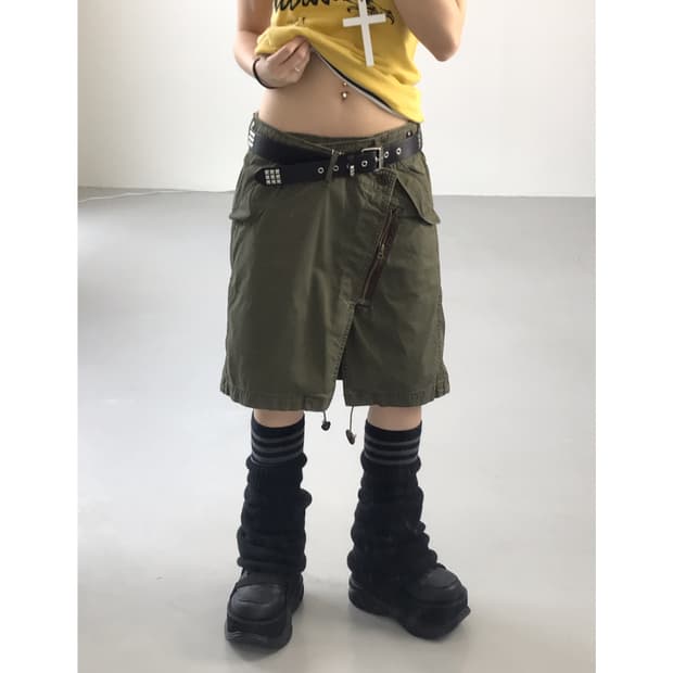 Johnbull Khaki Midi Lab Skirts