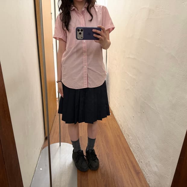 꼼데가르송 체크 반팔 셔츠 레드