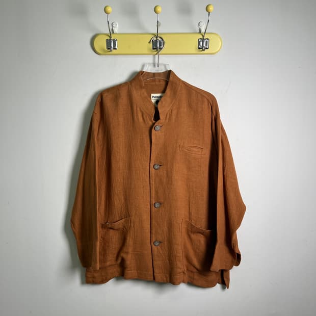 90's 이세이미야케 플랜테이션 린넨 스탠드 칼라 자켓 M