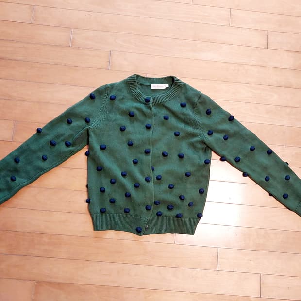 토리버치 폼폼 그린 가디건 S