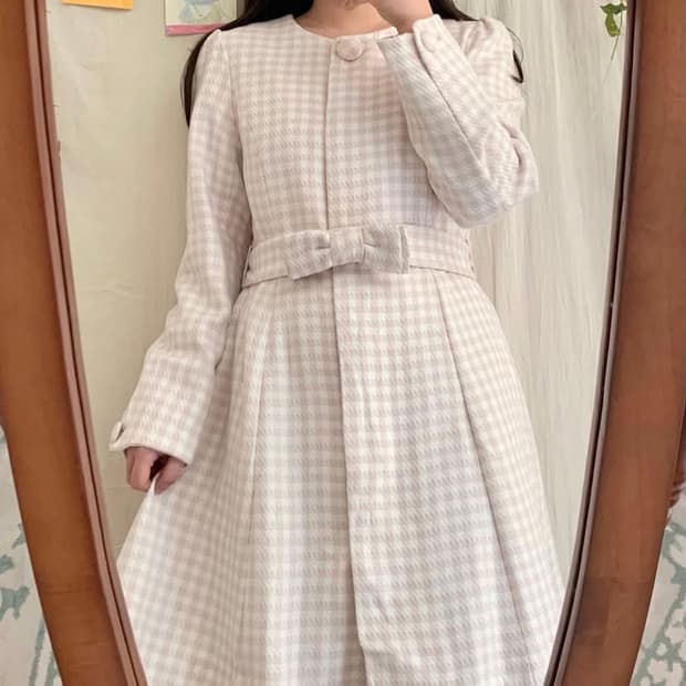 로디스포토 체크 코트 벨트 세트