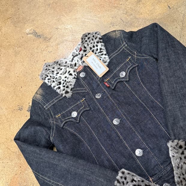 리바이스 호피 흑청 데님 청 자켓 90