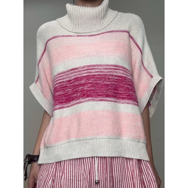 빈티지 히피 핑크 판쵸 케이프