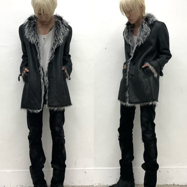 Semantic design fur crack washed coat ja