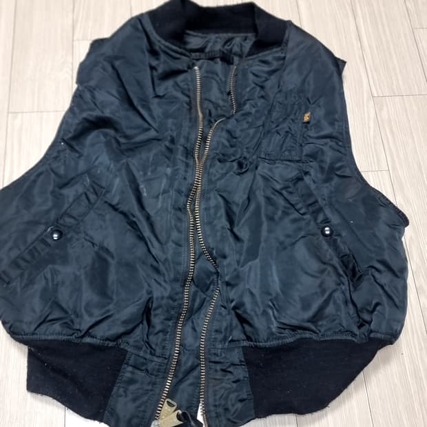 알파 블랙 MA-1 항공 베스트 조끼(xl)