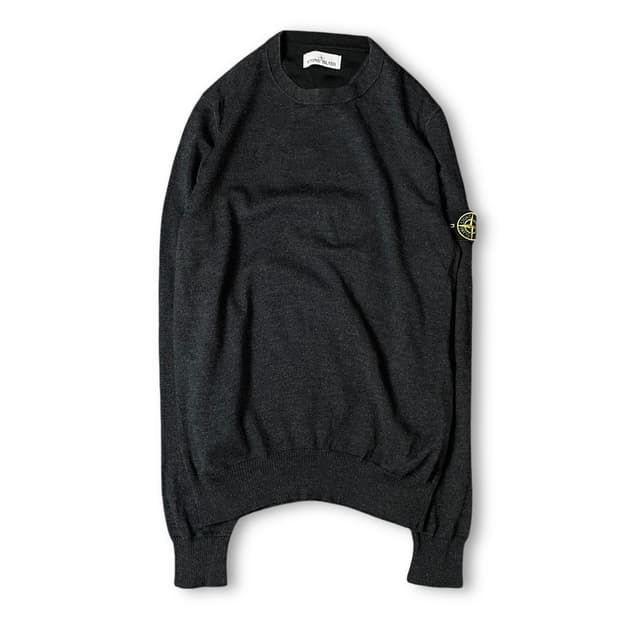 스톤아일랜드 차콜 와펜 라운드넥 긴팔 니트 L