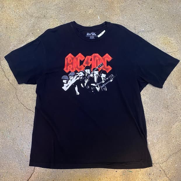 미국 빈티지 ac/dc 그래픽 로고 반팔티