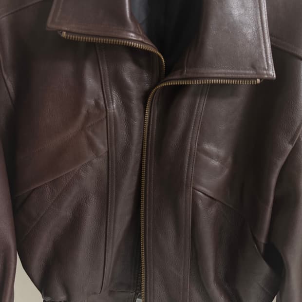 노이어 엔틱 카우 레더 하이넥 블루종 48