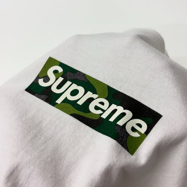SUPREME 슈프림 23FW 카모 박스 로고 화이트 반팔 티 