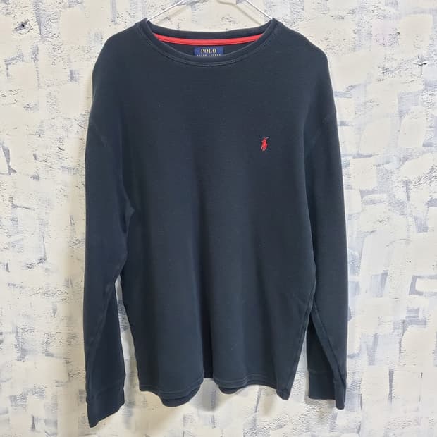 폴로 랄프로렌 긴팔 와플 티셔츠 블랙 