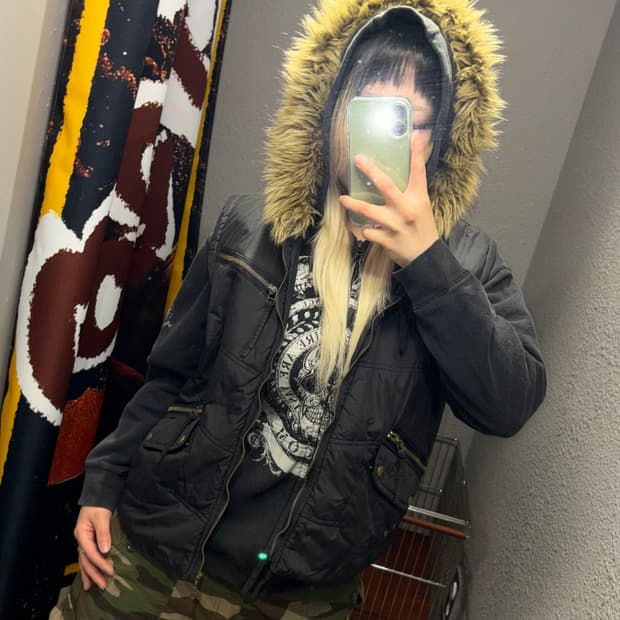 빈티지 퍼 패딩조끼