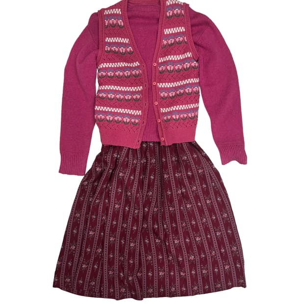 [세트 ]핑크버건디 플라워 러블리 모리걸 셋업