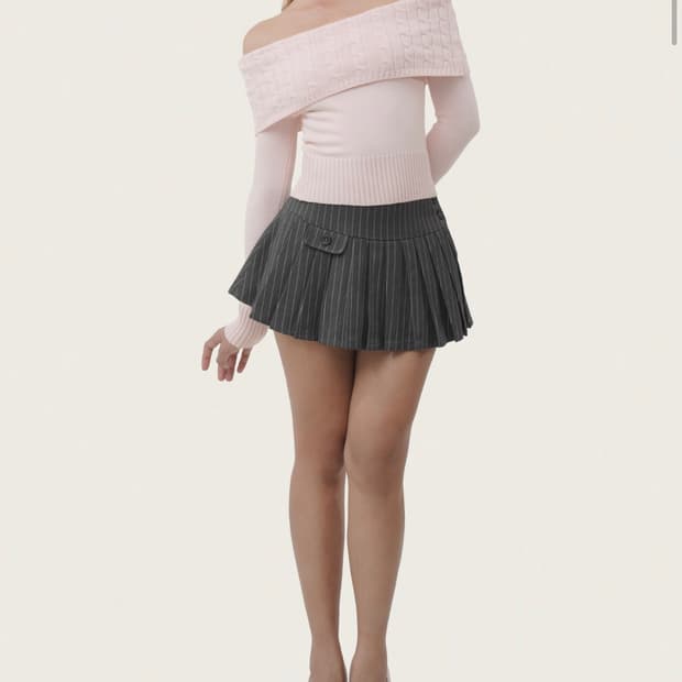 클리시어 컵케이크 오프숄더 케이블 니트