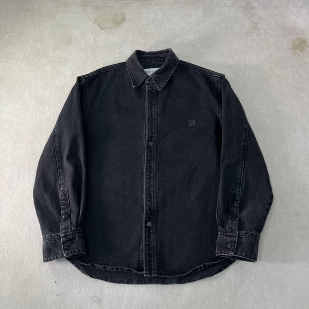105 솔리드옴므 백로고 흑청 데님 셔츠 자켓