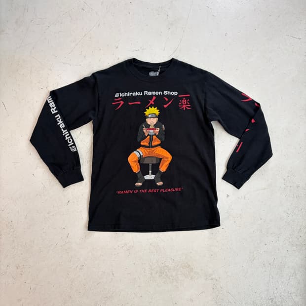 나루토 이치라쿠 라멘 오피셜 빈티지 롱슬리브 M