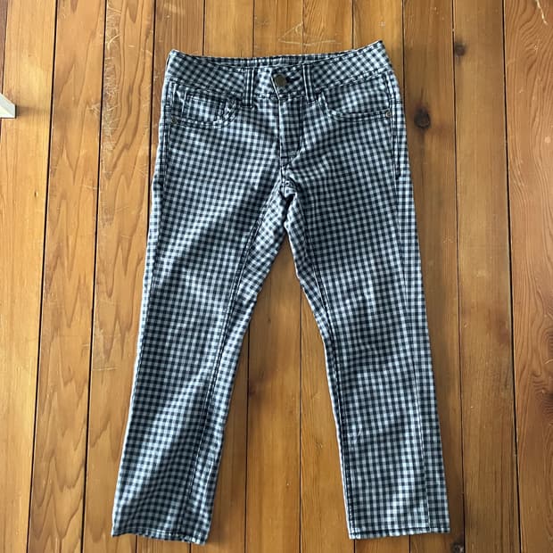 체크 카프리 팬츠