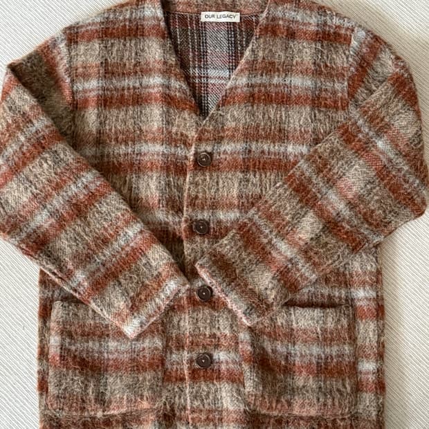 아워레가시 모헤어 체크 가디건