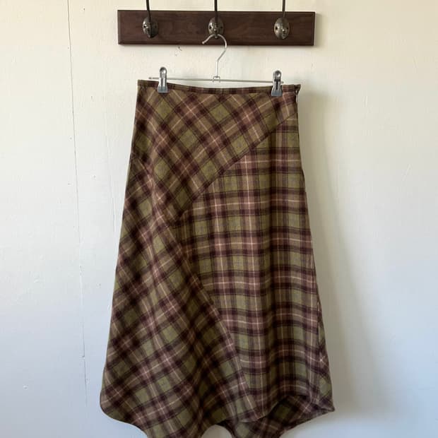 Japan vtg 크로스 체크 울 스커트