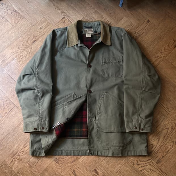 [2XL]엘엘빈 USA 체크 랴이닝 카키 헌팅 자켓