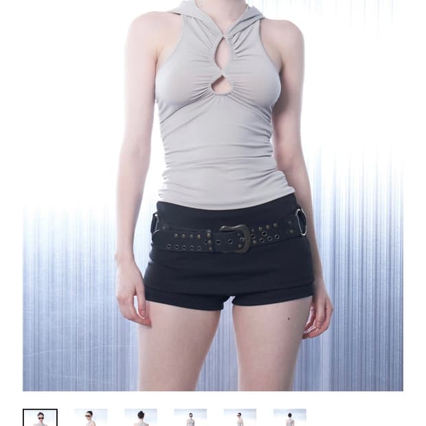 HILLDA Hole Sleeveless Hoodie [Beige]