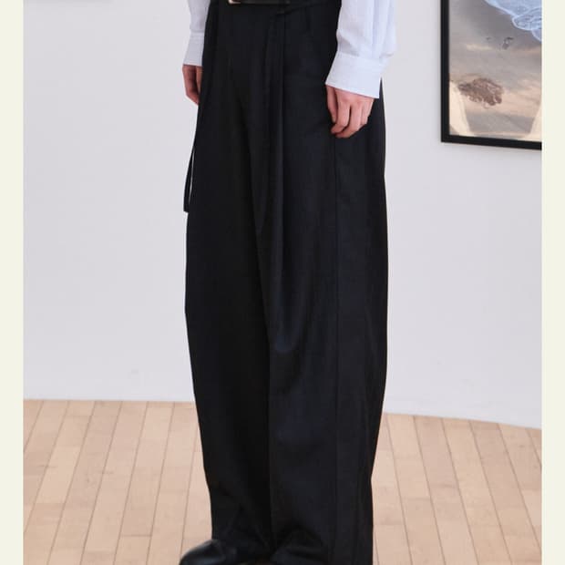 웨이비니스 Deep One Tuck Side Line Wool Trous