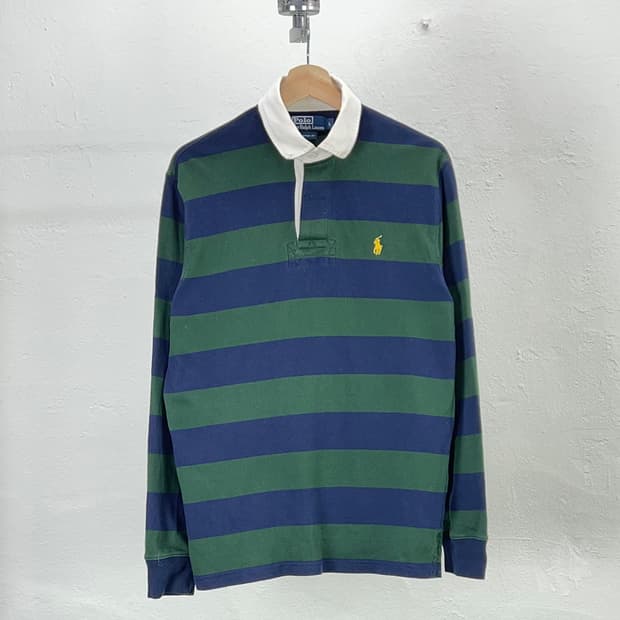 폴로 랄프로렌 스트라이프 코튼 럭비 카라 셔츠