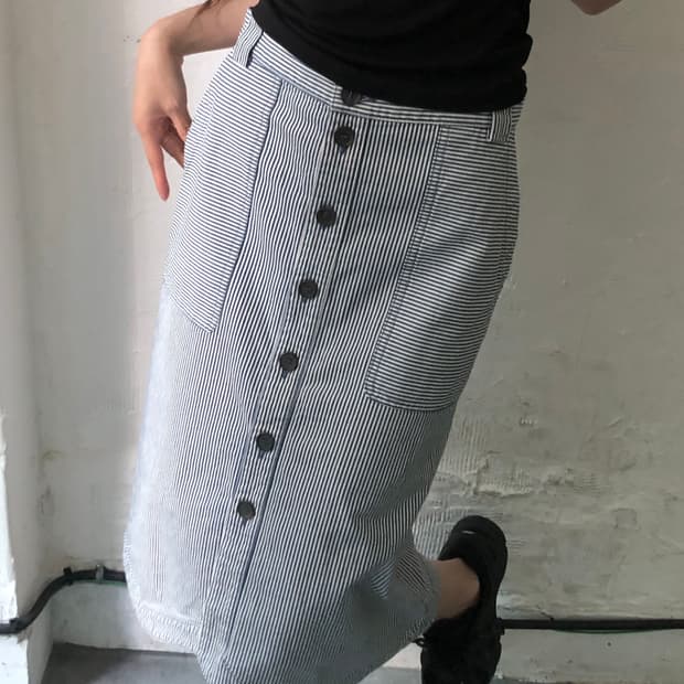 Jil Sander 질샌더 스트라이프 버튼 스커트