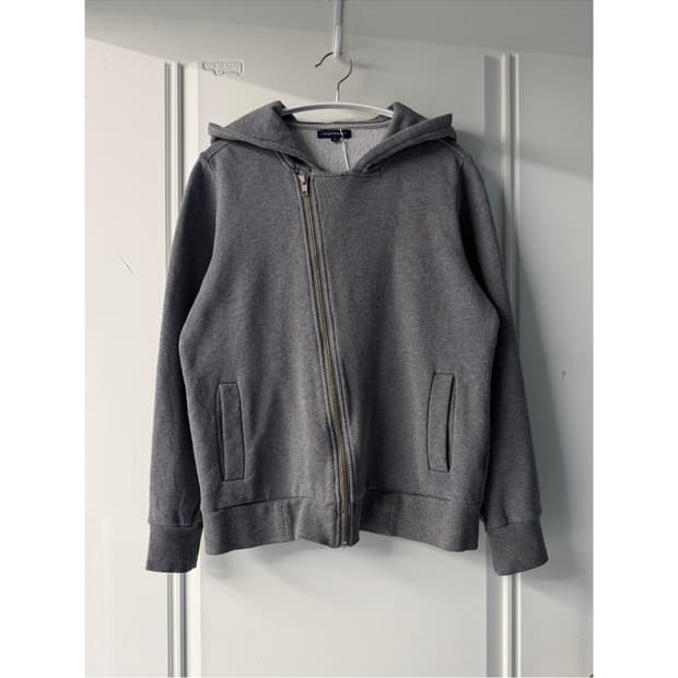일본빈티지 그레이 사선 후드집업