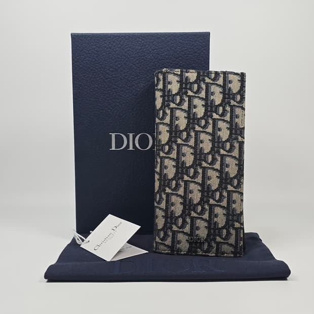 디올 오블리크 자카드 버티컬 장지갑