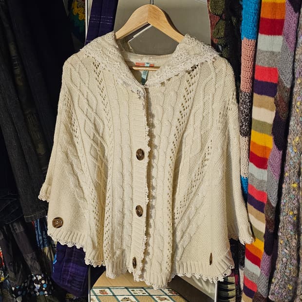 크로쉐 레이스 모리걸 후드 케이프