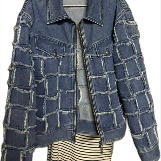 ADSB 앤더슨벨 블루 뉴 패치워크 데님자켓 L