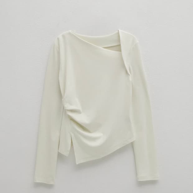 [새상품] 아틀리에 나인 ASH 오블리크 라인 티셔츠 (아이보리)