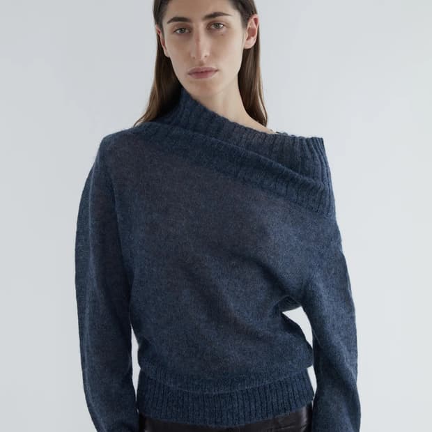 (S,M) 팔로마울 Sofre 마리노 오픈넥 니트 네이비