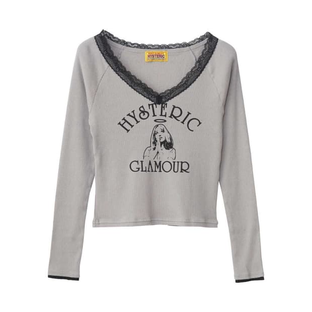 히스테릭글래머 엔젤 숏 긴팔 티셔츠 