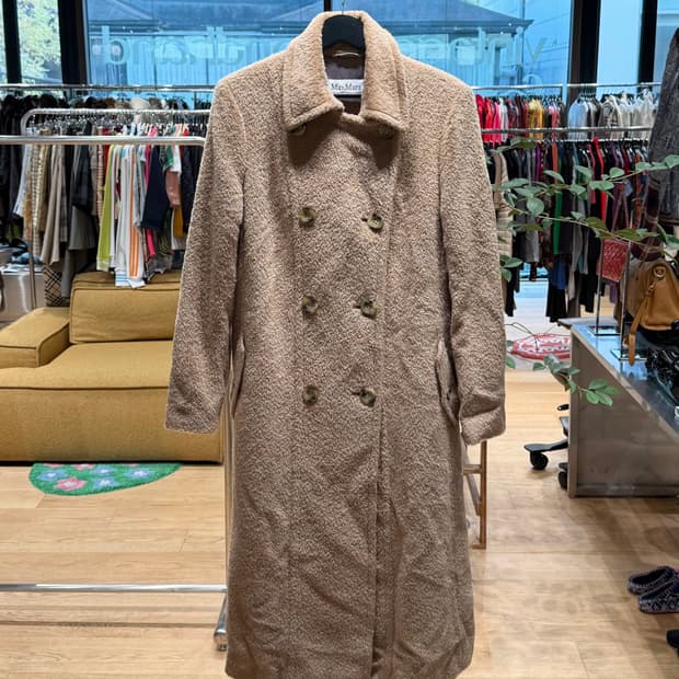 막스마라 브라운 테디 베어 더블 코트 