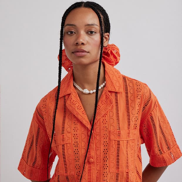 담손매더 오렌지 아일렛셔츠