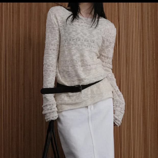 어텀 루즈 보트넥 니트 아이보리