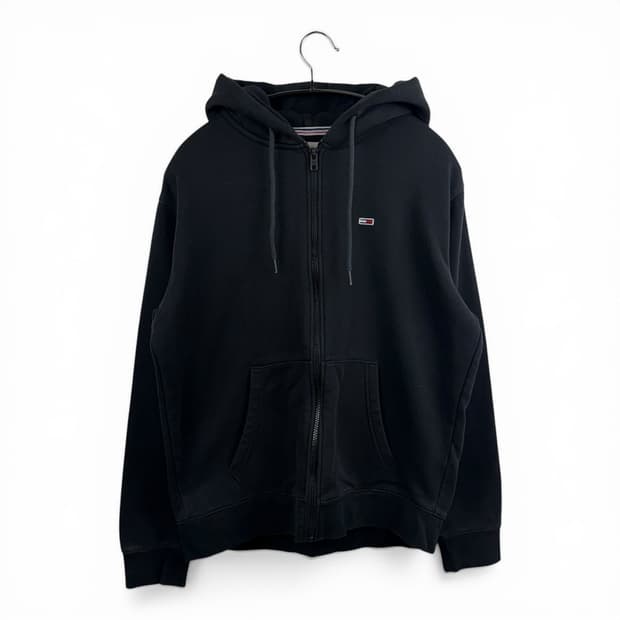 (S) 타미진스 우먼스 스몰 패치로고 기모 후드집업 블랙