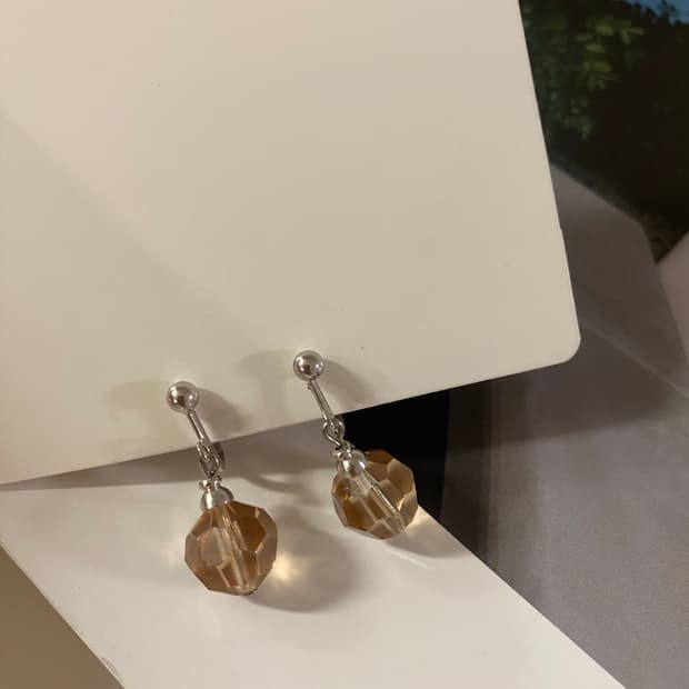 골드브라운 크리스탈 귀걸이