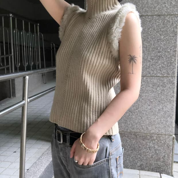 knit fur vest