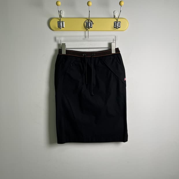 버버리 블루라벨 블랙 드로우코드 스커트 38