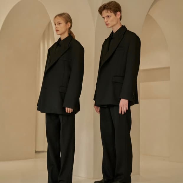 L Stu 오버핏 더블 블레이저 블랙