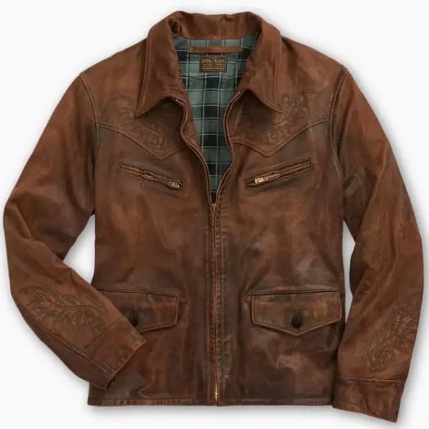 rrl 엠브로이디 레더 자켓 m