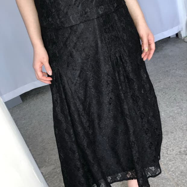 블랙 레이스 스커트 