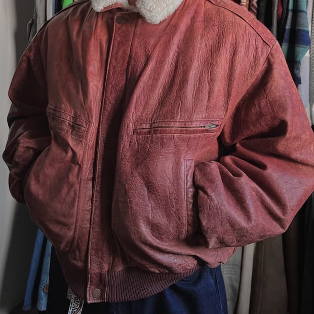 86AW CP컴퍼니 아카이브 가죽 플라이트 봄버 자켓