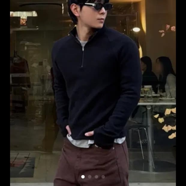 리코드 머슬핏 기모 반집업 새상품