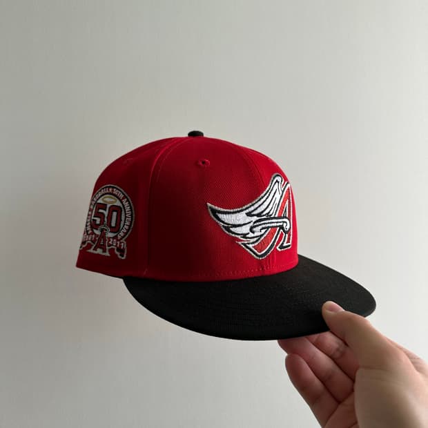희귀 뉴에라 59fifty LA ANGELS 레드 피티드캡